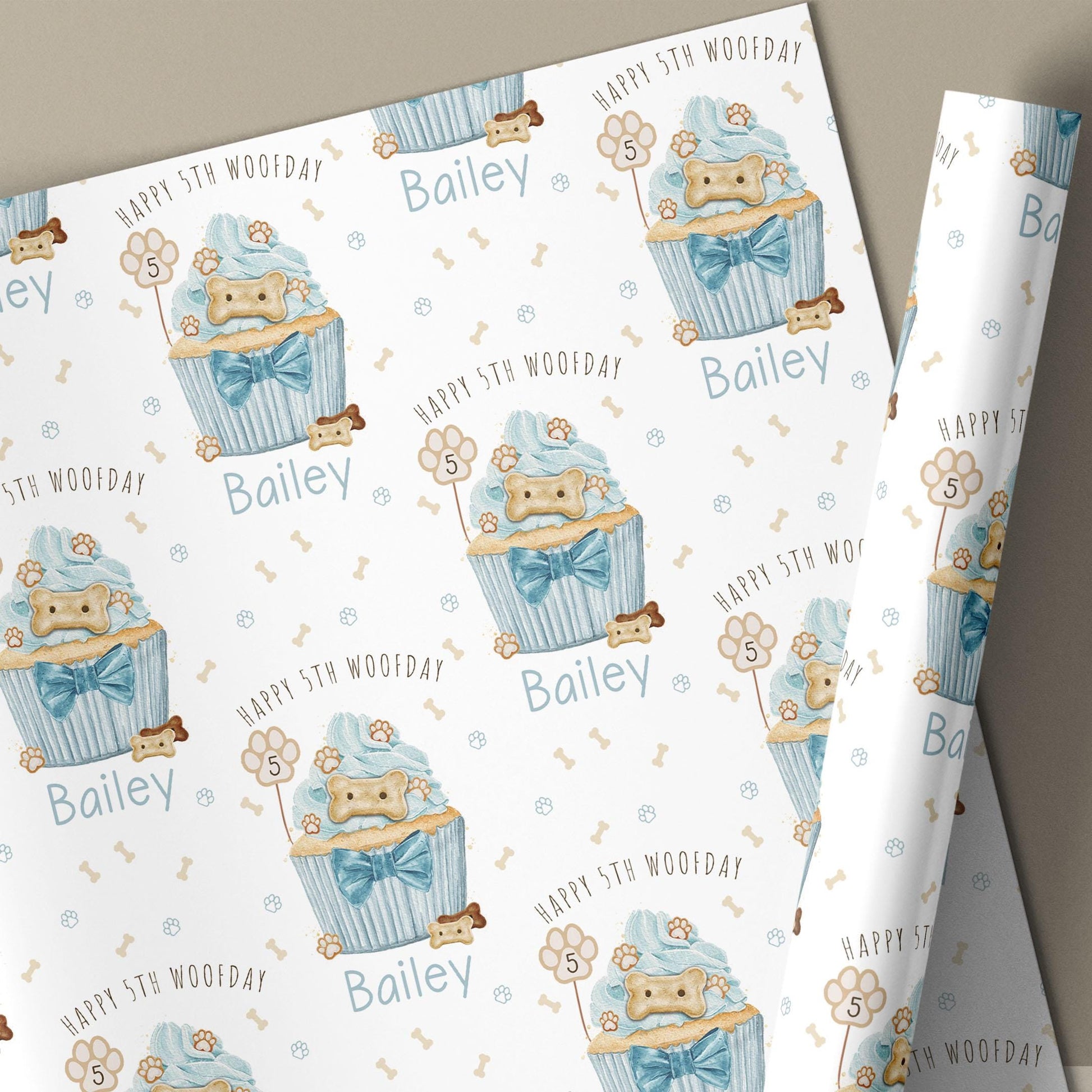 Dog Birthday Card, Personalised Happy Woofday Card for Any Age, Pink or Blue Pupcake Card, 1st Birthday Card for Dogs, Dog Birthday Gift