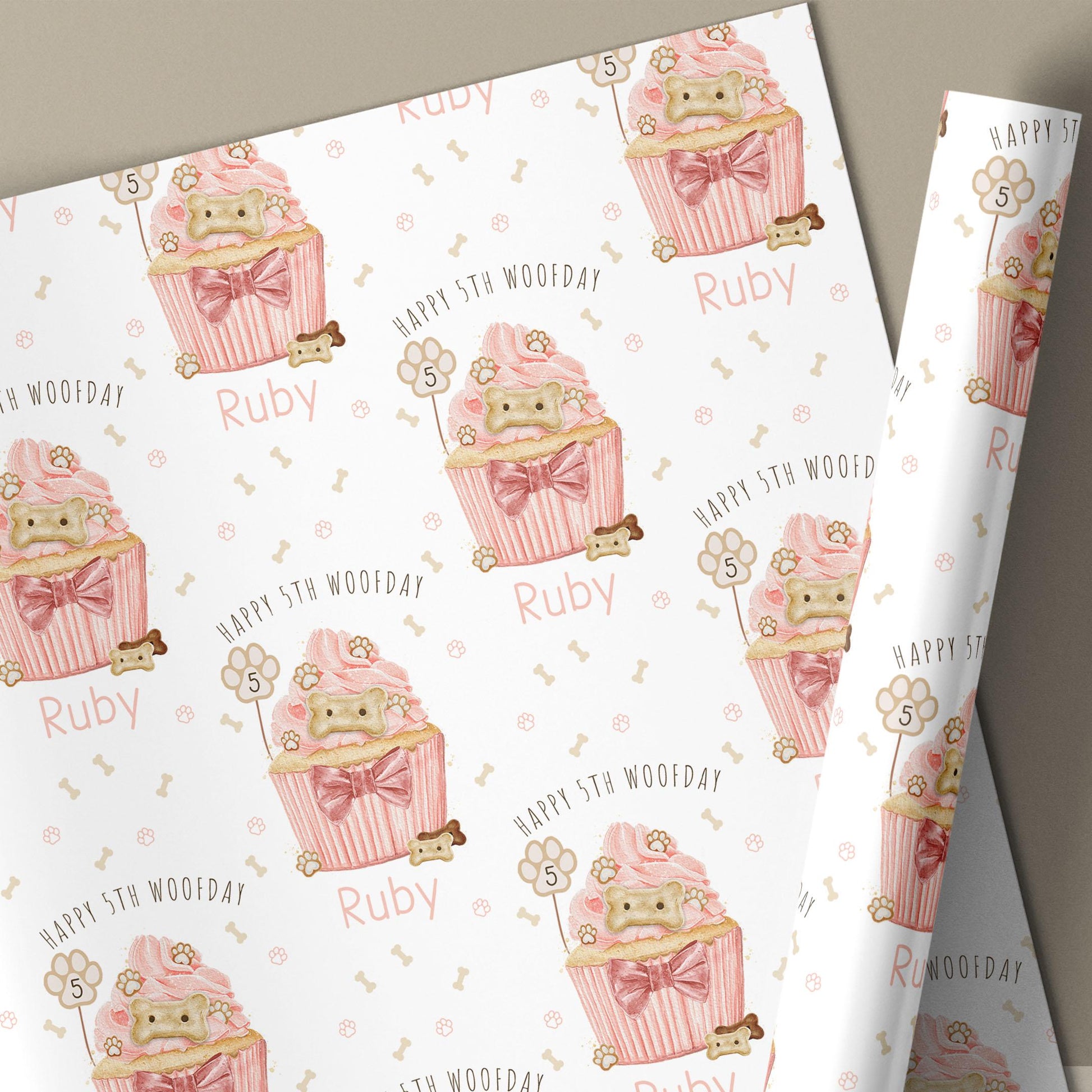 Dog Birthday Card, Personalised Happy Woofday Card for Any Age, Pink or Blue Pupcake Card, 1st Birthday Card for Dogs, Dog Birthday Gift