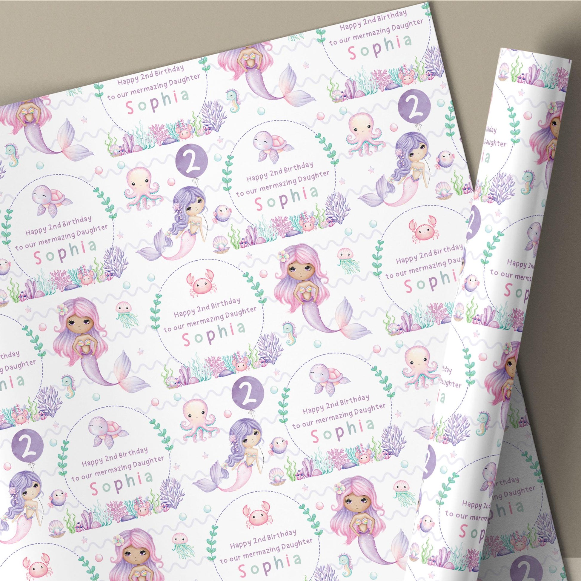 Birthday Card for 2, 3 4 Year Old, Personalised Mermaid Birthday Card for Daughter, Granddaughter, Niece, Sister, Girls Mermazing Birthday