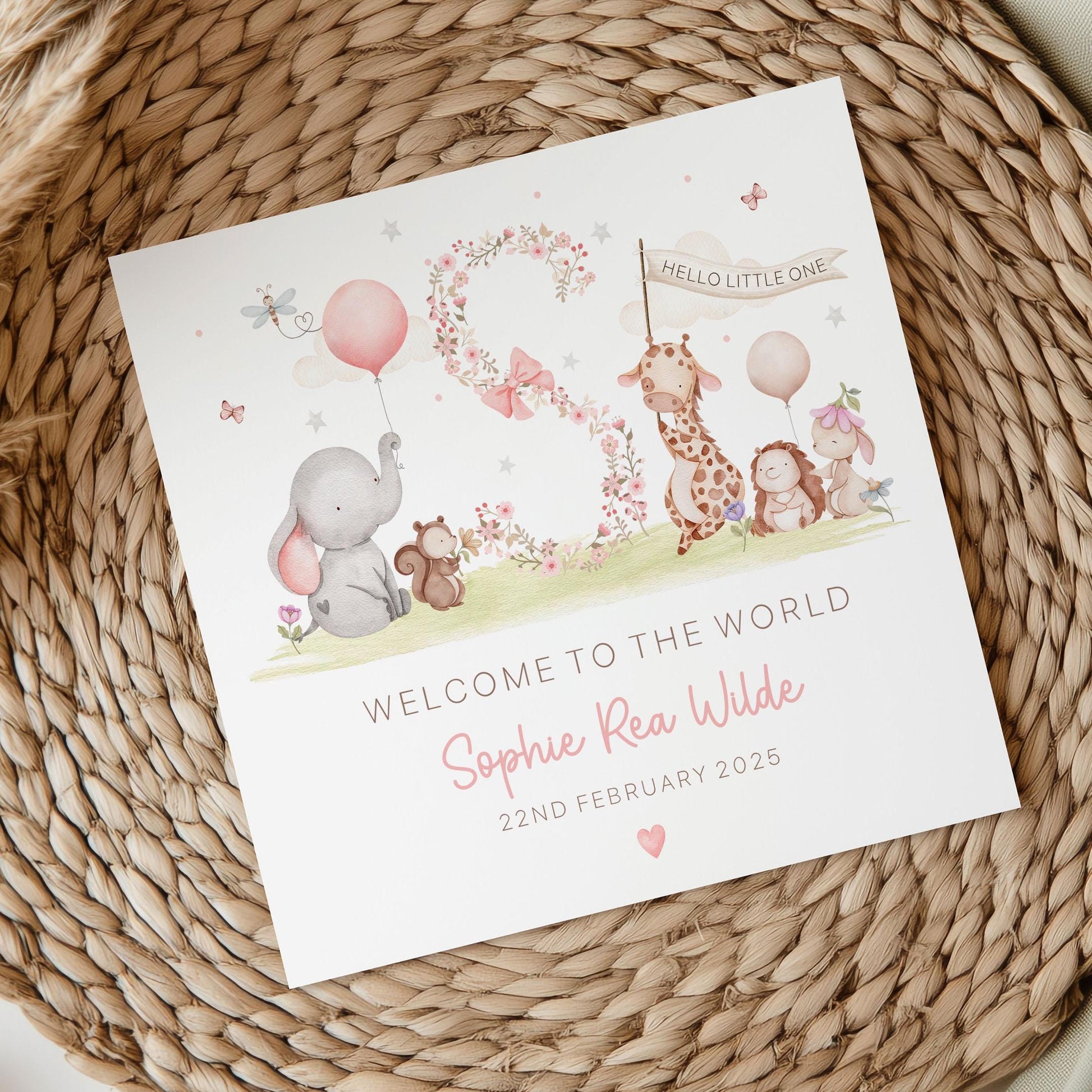 Personalised New Baby Cushion, New Baby Girl Gift, Welcome Baby Girl, Nursery Decor, Baby Girl Nursery Pillow, Personalised Name Birth Stats