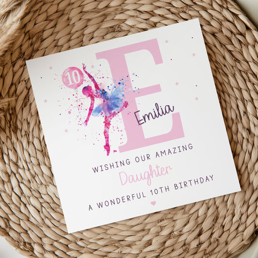 Ballerina Birthday Card, Personalised 7th, 8th, 9th Any Age Ballet Dancer Birthday Card for Daughter, Granddaughter, Goddaughter, Niece