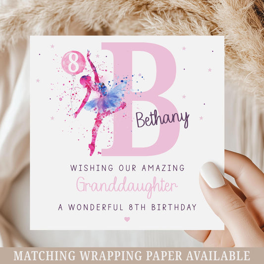 Ballerina Birthday Card, Personalised 7th, 8th, 9th Any Age Ballet Dancer Birthday Card for Daughter, Granddaughter, Goddaughter, Niece