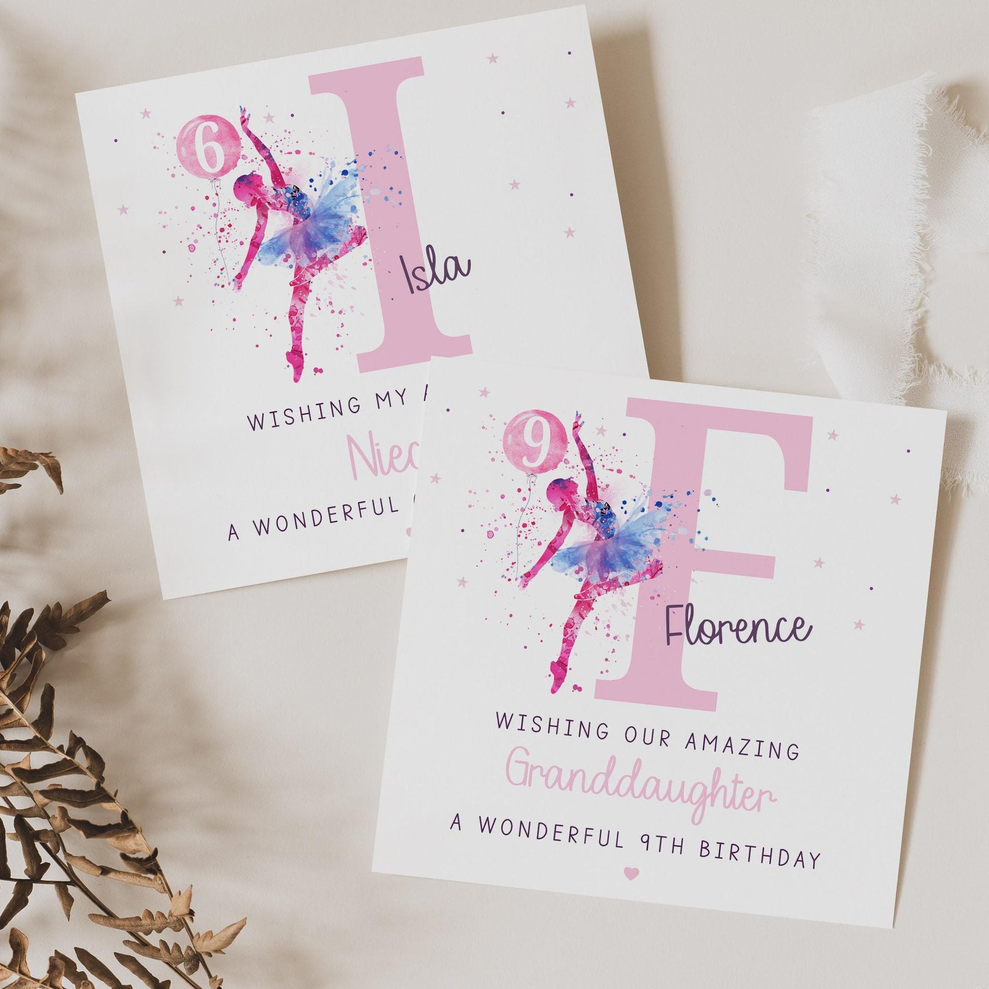 Ballerina Birthday Gift Wrapping Paper, Personalised 6th 7th 8th Any Age Ballet Dancer Birthday Gift Wrap & Card for Girls, Ballerina Gift
