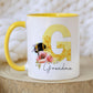 Personalised Bee Initial Mug, Tea Coffee Bee Mug Gift, Choice of Mug Colours, Bee Alphabet Mug, Gift for Bee Keeper, for Friend, for Teacher