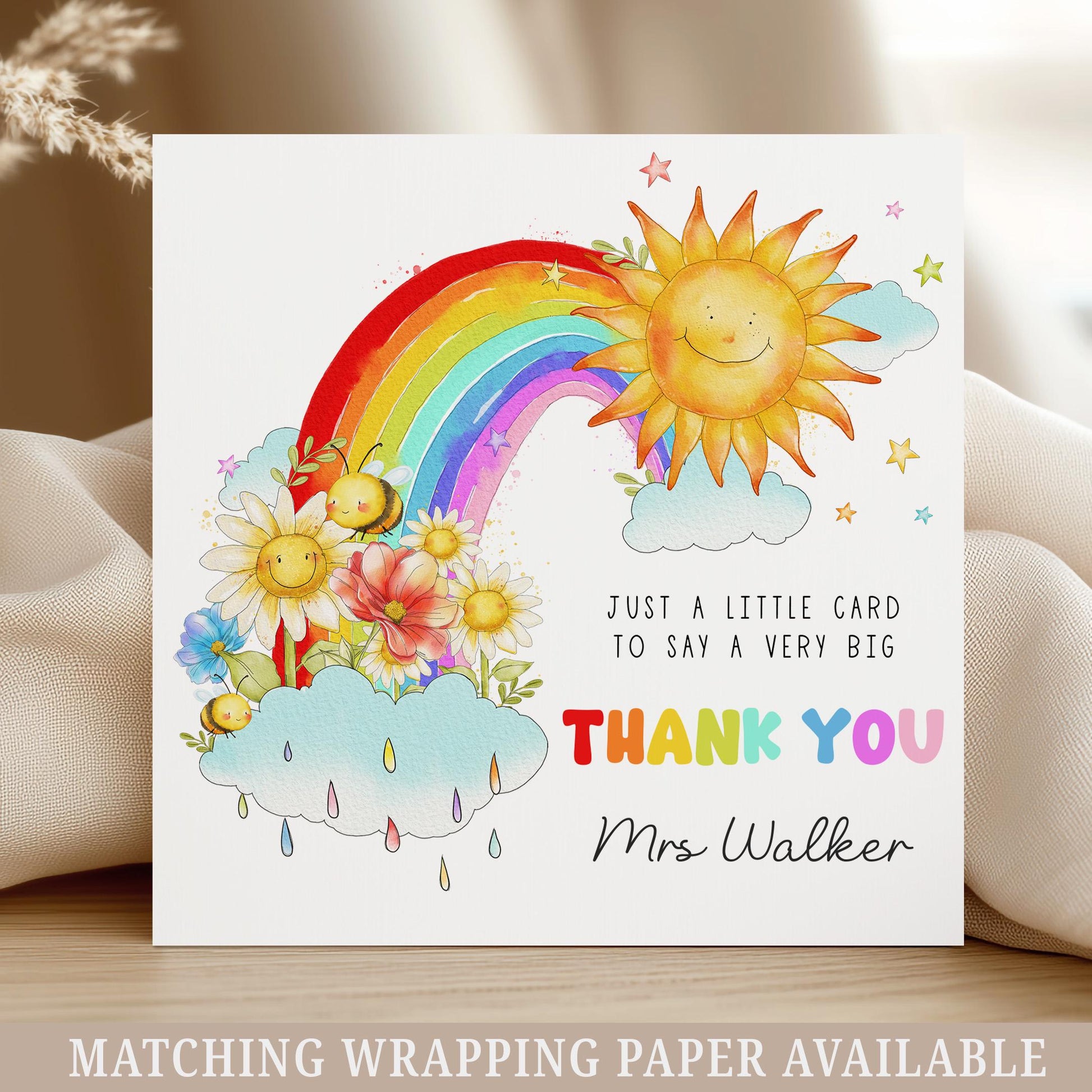 Teacher Thank You Card, Personalised Thank You Card for Nursery Teacher, End of Year Teacher Thank You Gift, Card from School Leaver
