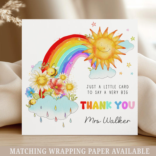 Teacher Thank You Card, Personalised Thank You Card for Nursery Teacher, End of Year Teacher Thank You Gift, Card from School Leaver