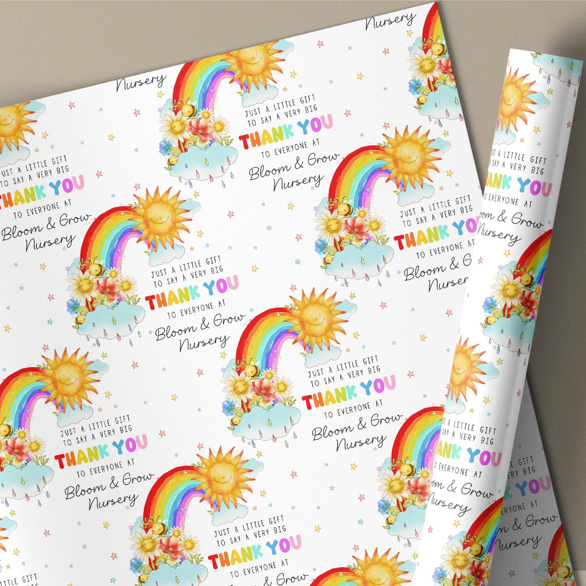 Thank You Teacher Gift Wrapping Paper, Personalised Teacher, Nursery, Preschool Thank You Gift Wrap, End of Year Gift for Teacher, Nursery