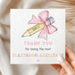 Teacher Thank You Wrapping Paper, Personalised Teacher Gift Wrap, End of Year Gift for Teaching Assistant, Keyworker, Pencil with Pink Bow