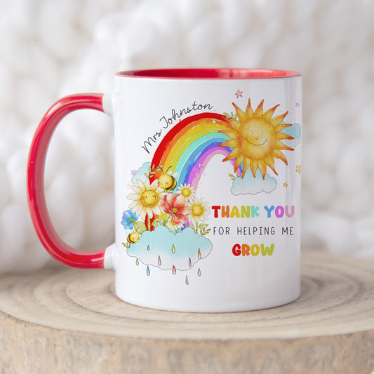 Personalised Teacher Mug, Gift for Teacher, Teaching Assistant, Classroom Assistant, Choice of Mug Colours, Gift for Her, Rainbow Mug Gift