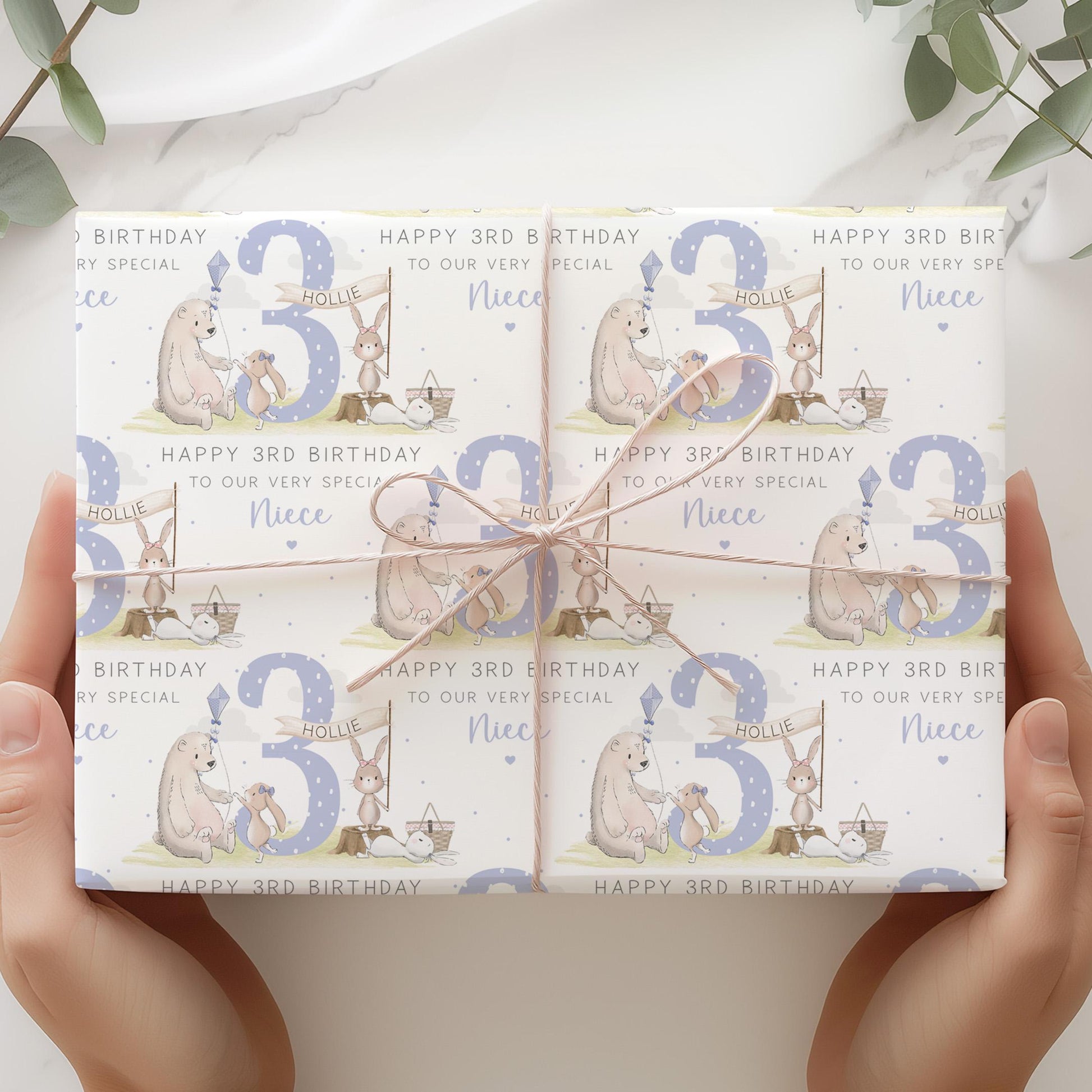 Girl's Birthday Gift Wrapping Paper, Personalised 1st, 2nd, 3rd, 4th Any Age Birthday Gift Wrap for Daughter, Granddaughter, Niece, Sister