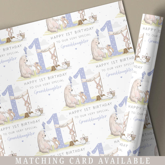 Girl's Birthday Gift Wrapping Paper, Personalised 1st, 2nd, 3rd, 4th Any Age Birthday Gift Wrap for Daughter, Granddaughter, Niece, Sister
