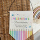 Teacher Thank You Gift, Personalised Classroom Sign, Teacher Door Sign, Hanging Linen Pennant, Thank You Gift for Nursery, Preschool Staff