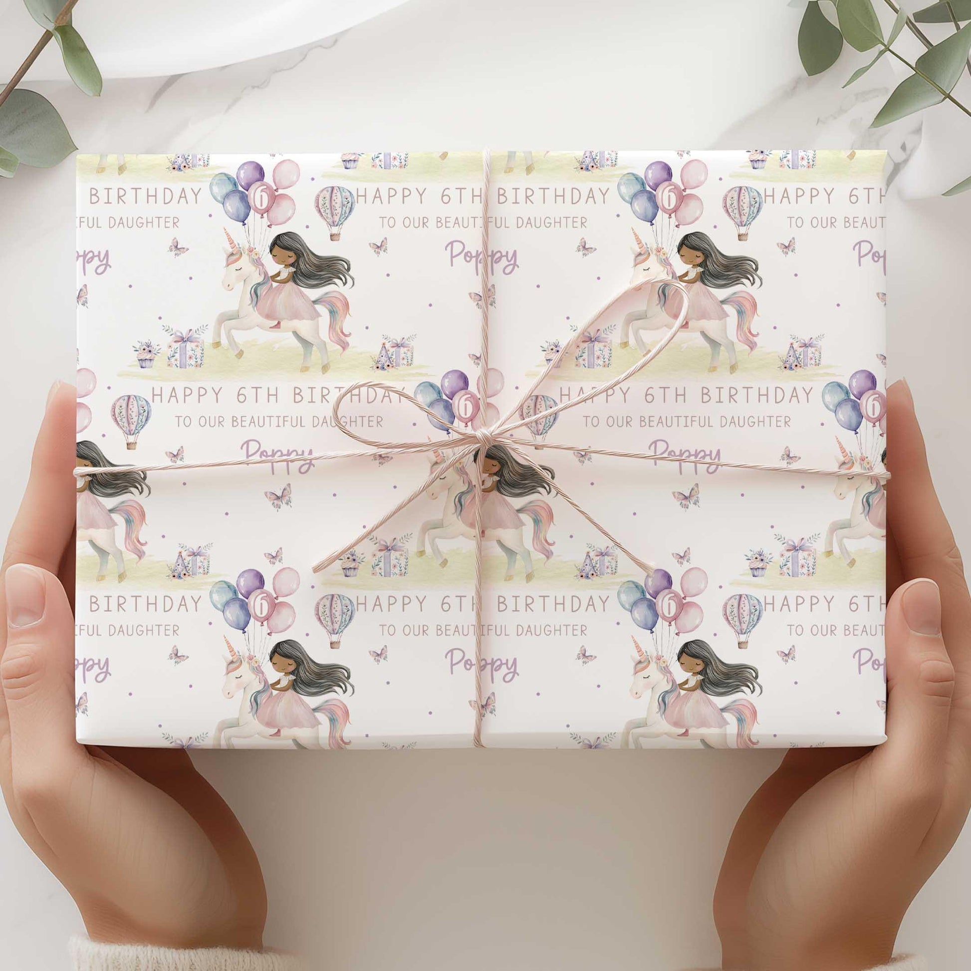 Personalised Birthday Card for Girls, Princess & Unicorn 4th 5th 6th 7th Any Age Birthday Card for Daughter, Granddaughter, Niece, Sister