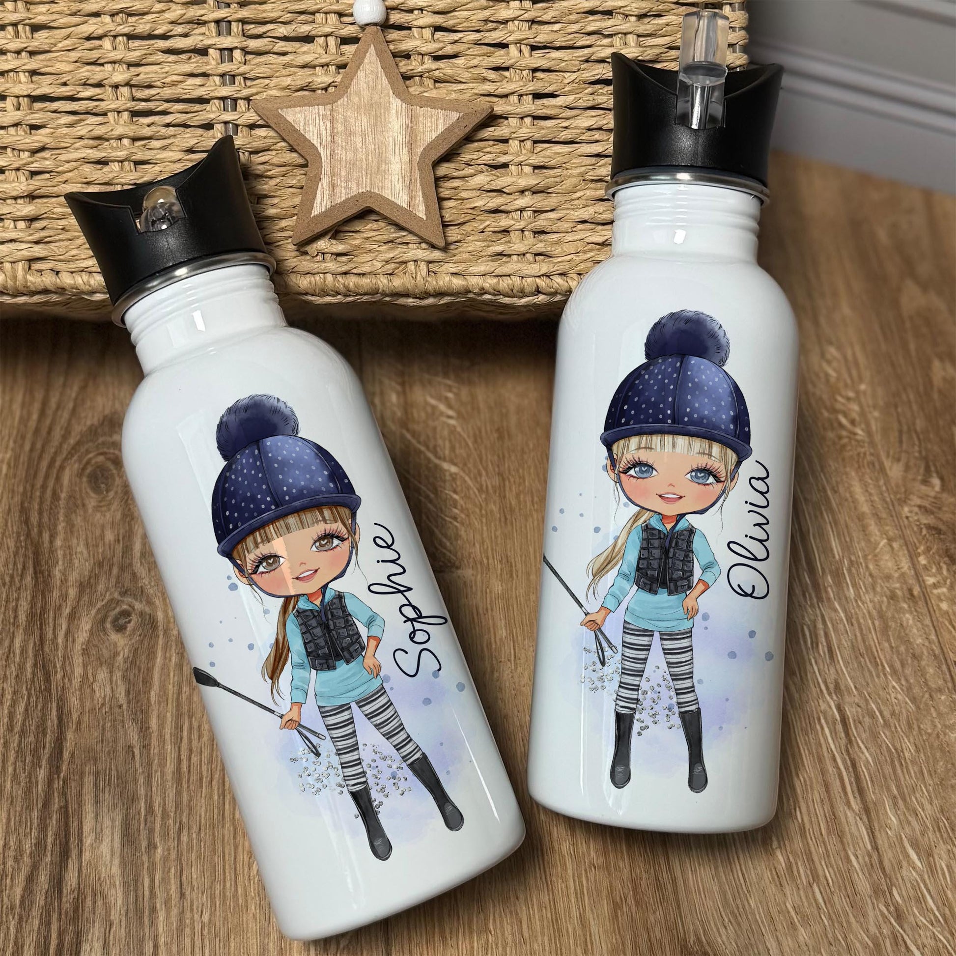Horse Rider Water Bottle, Personalised Horse Riding 600ml Stainless Steel Bottle, Custom Character, Horse Lover Gift, Equestrian Gift