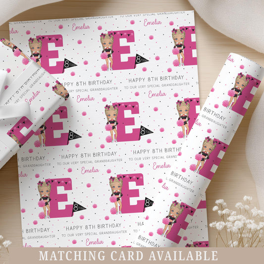 Cheerleader Gift Wrapping Paper, Personalised 7th 8th 9th 10th Any Age Cheer & Dance Gift Wrap Daughter, Granddaughter, Niece, Cheer Girls