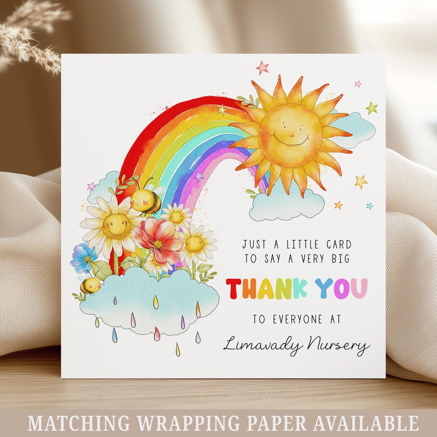 Nursery Thank You Card, Personalised Thank You Card for all Nursery, Pre-School, Daycare Staff, End of Year Thank You Gift, Nursery Leaver
