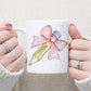 Personalised Teacher Mug, Gift for Teacher, Teaching Assistant, Classroom Assistant, Choice of Mug Colours, Gift for Her, Pencil Pink Bow