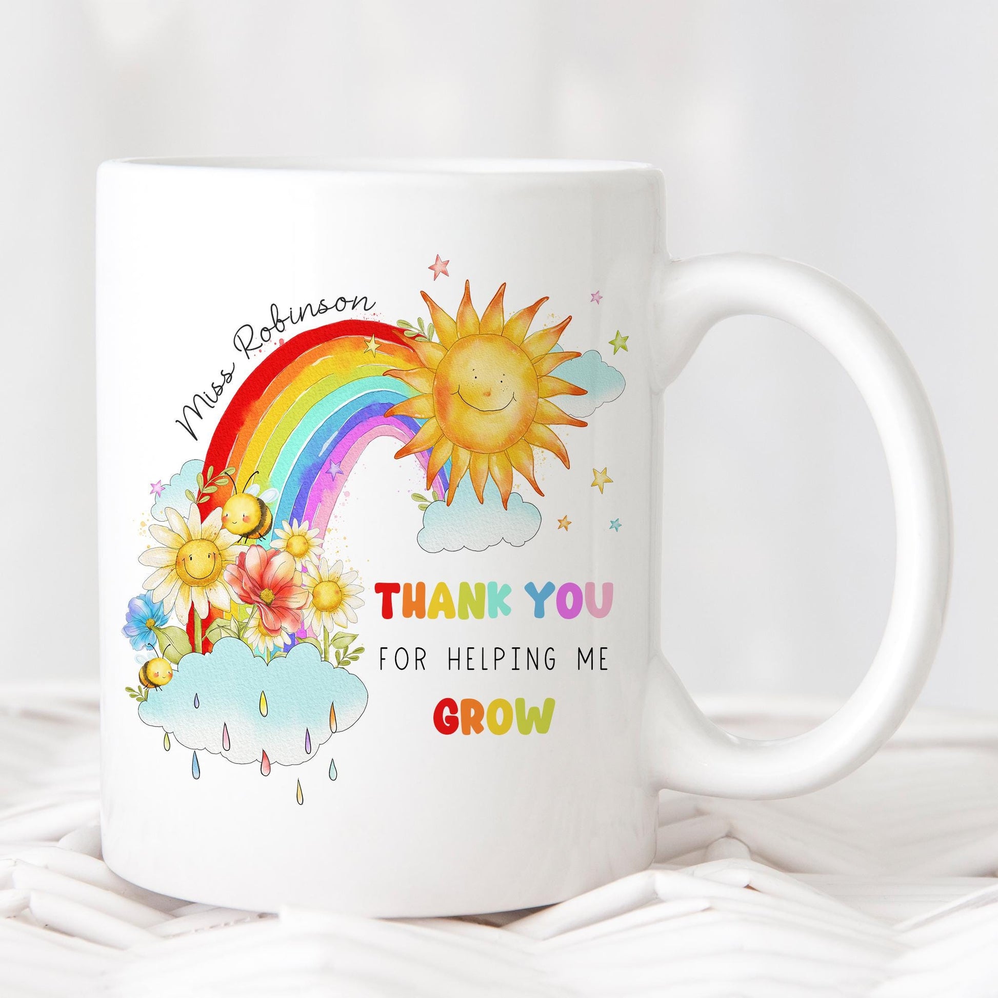 Personalised Teacher Mug, Gift for Teacher, Teaching Assistant, Classroom Assistant, Choice of Mug Colours, Gift for Her, Rainbow Mug Gift