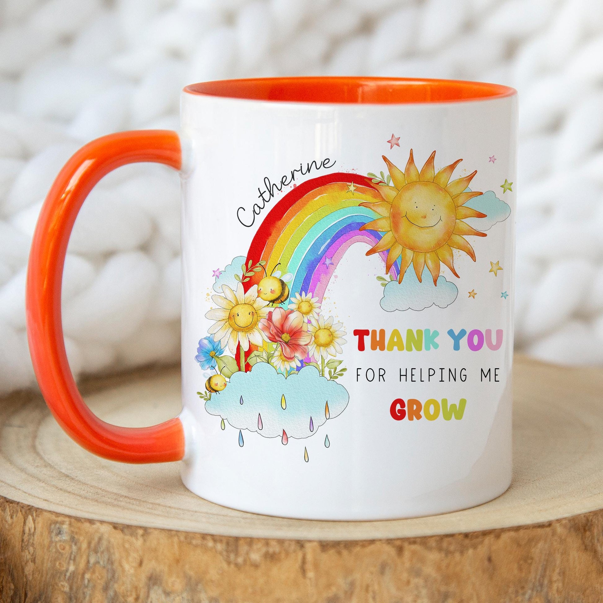Personalised Teacher Mug, Gift for Teacher, Teaching Assistant, Classroom Assistant, Choice of Mug Colours, Gift for Her, Rainbow Mug Gift