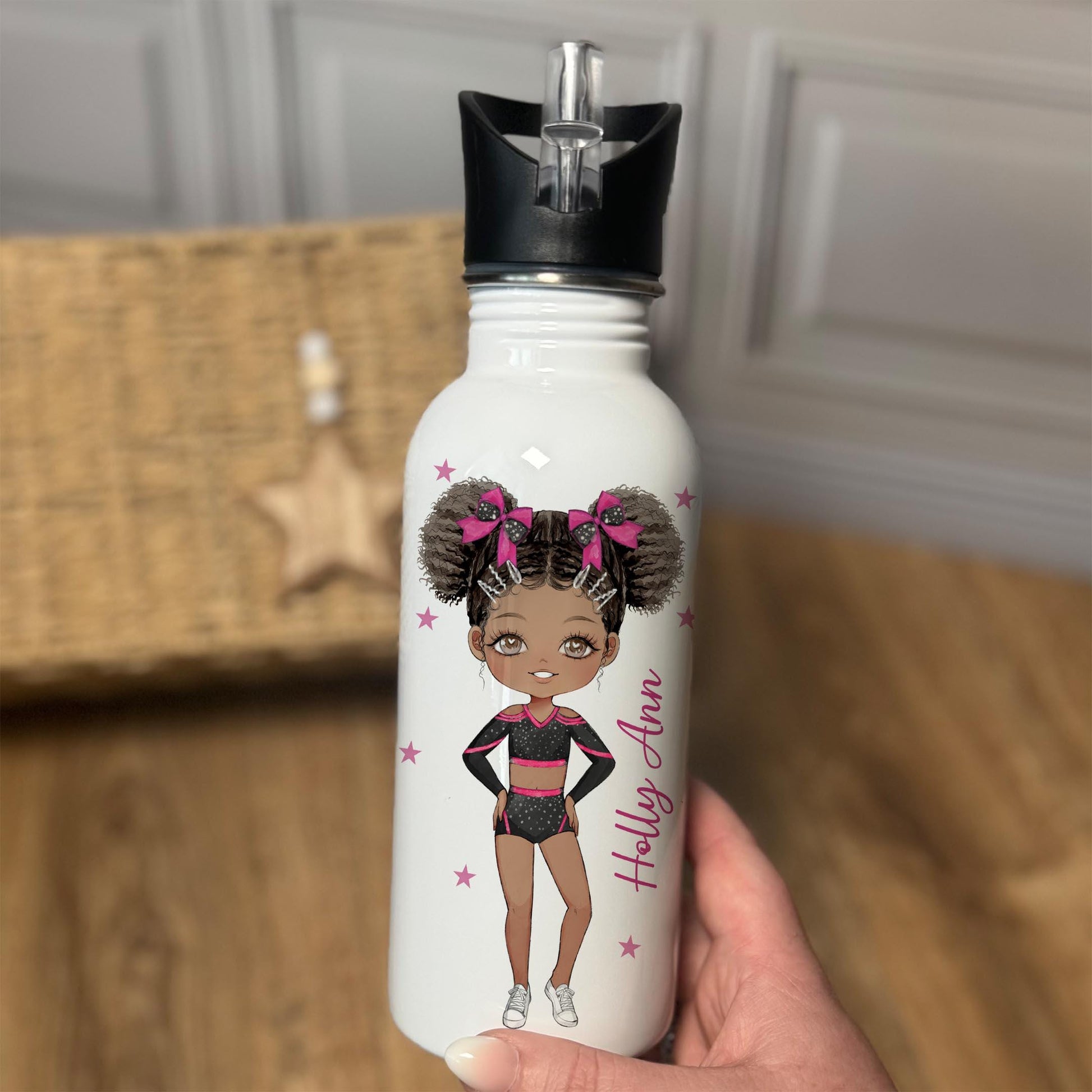 Cheerleader Water Bottle, Personalised Cheer & Dance 600ml Stainless Steel Bottle, Custom Dance Character, Cheer Class Bottle, Team Gift