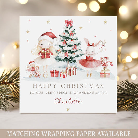 Girl's Christmas Card, Personalised Ballerina Christmas Card for a Special Little Girl, for Daughter, Granddaughter, Niece, Cute Xmas Ballet