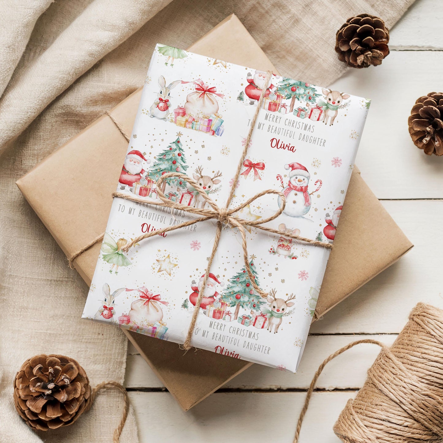 Personalised Girl's Christmas Gift Wrapping Paper