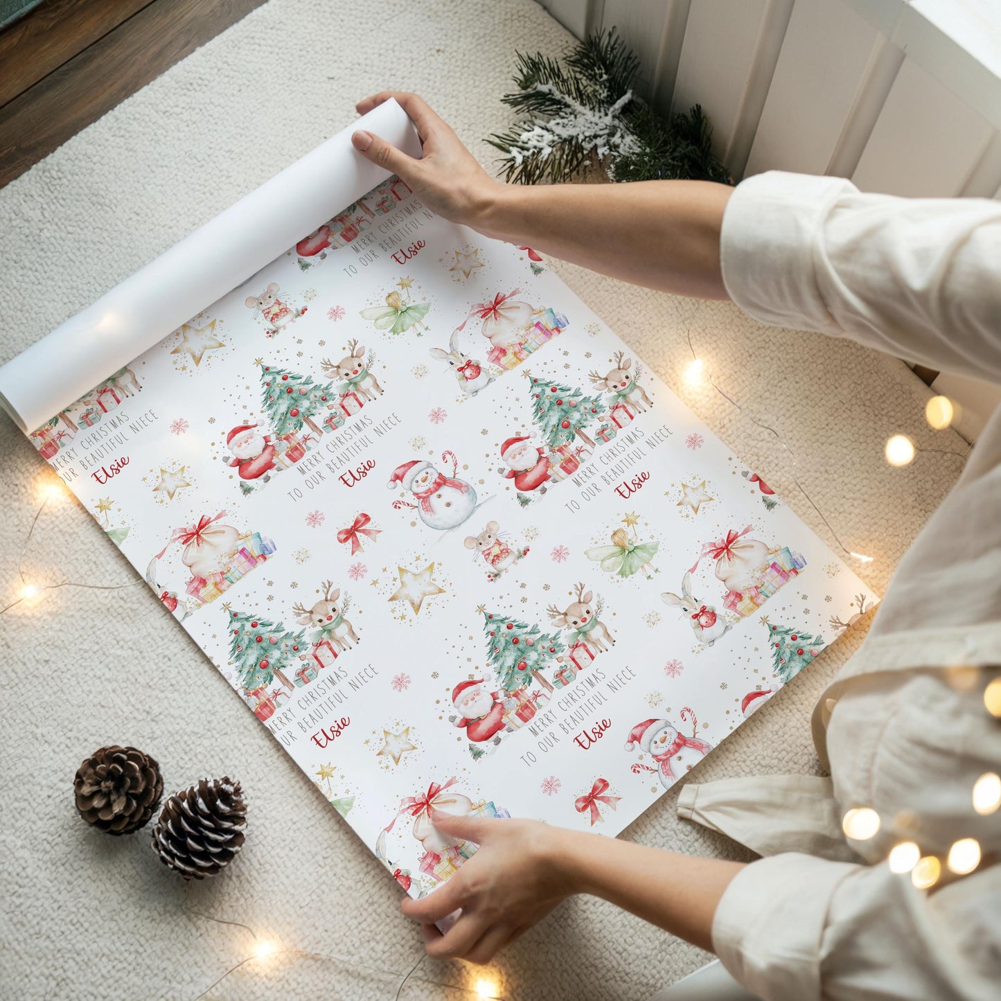 Personalised Girl's Christmas Gift Wrapping Paper