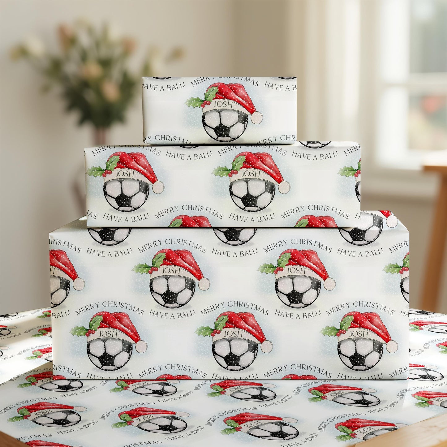 Personalised Christmas Football Gift Wrapping Paper