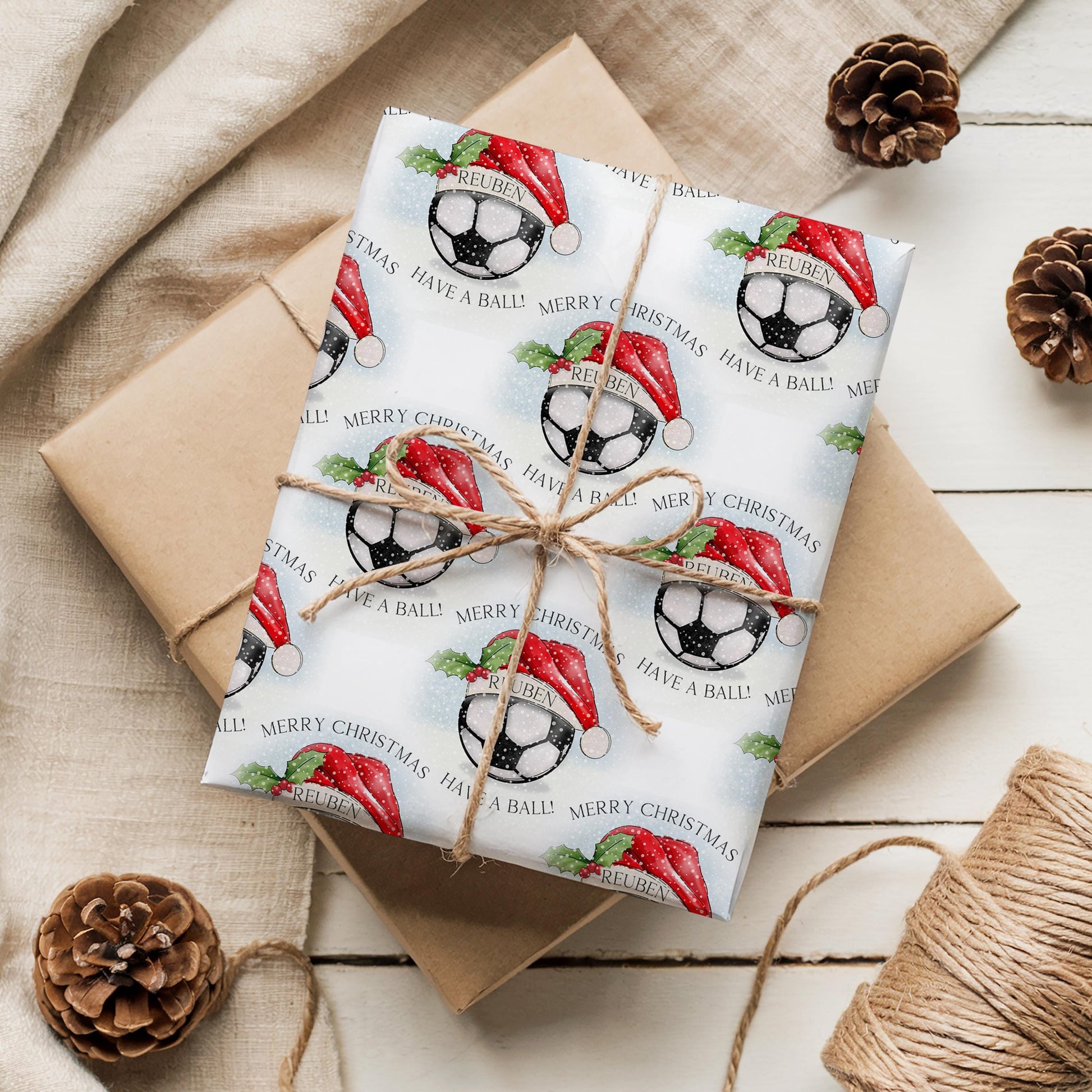 Personalised Christmas Football Gift Wrapping Paper