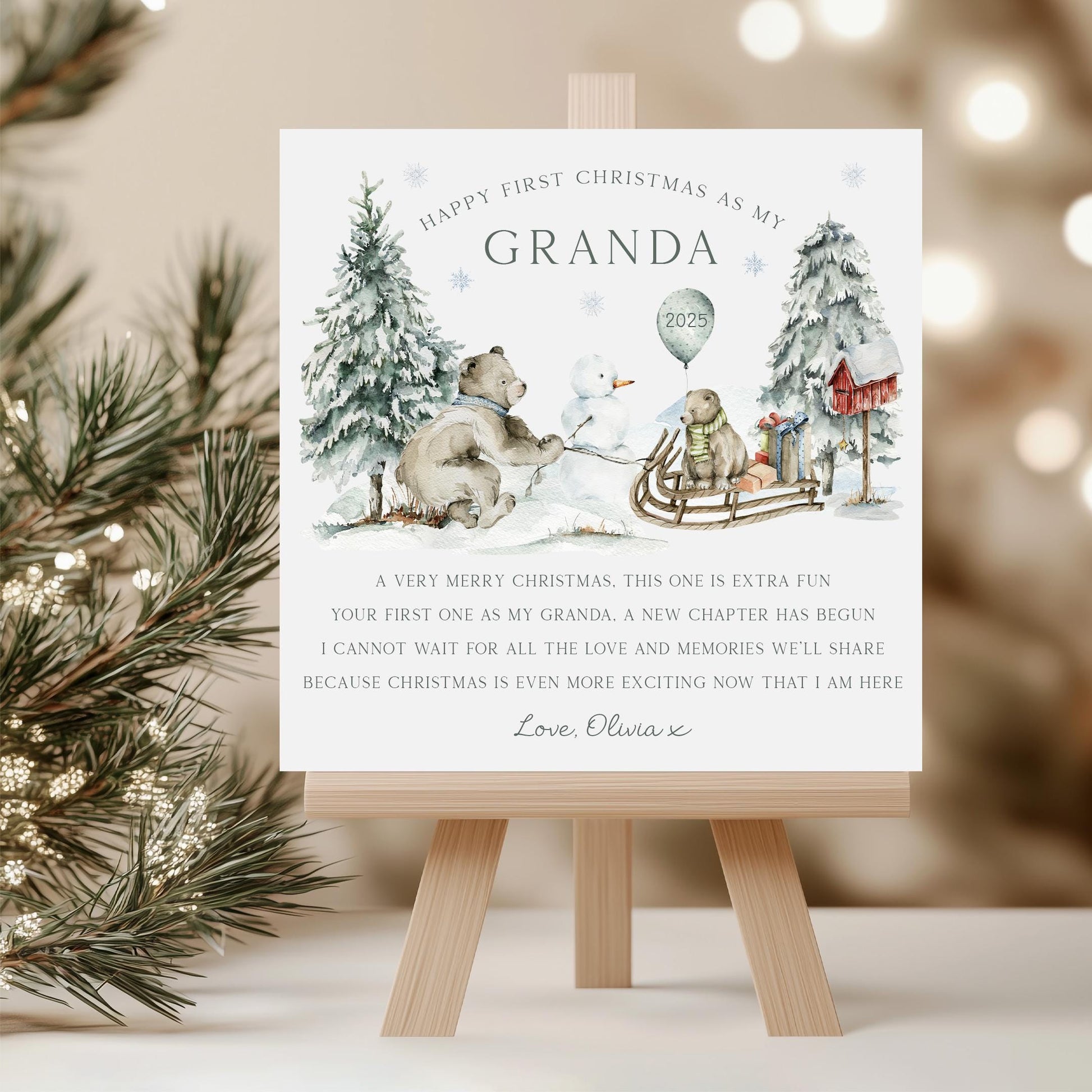 Personalised Happy First Christmas as my Daddy, Grandad, Grandpa, Godfather, Uncle Card