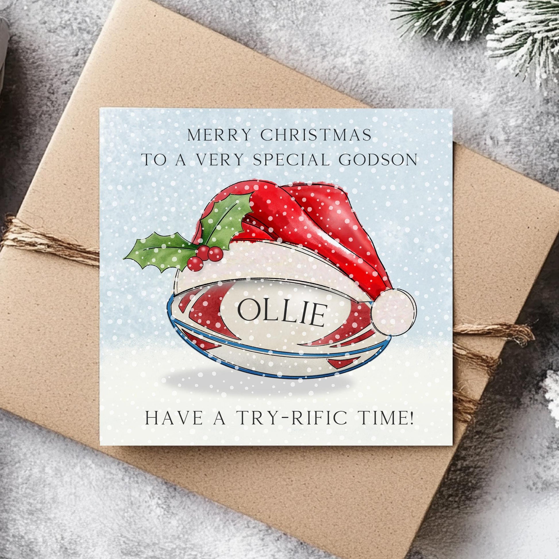 Personalised Rugby Christmas Card