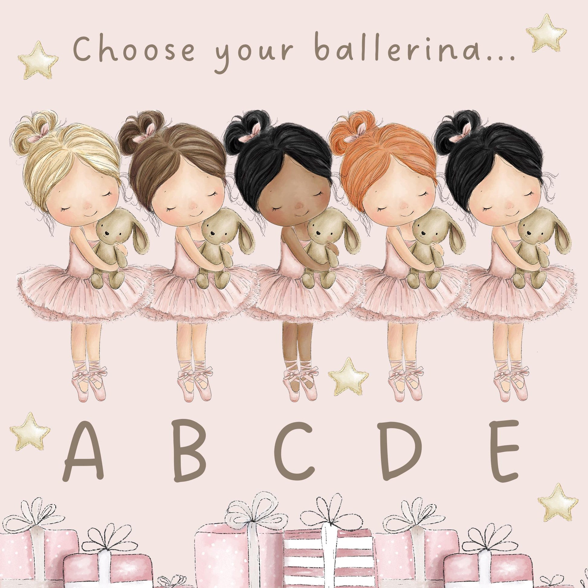 Christmas Card for Girls, Pink Ballerina Xmas Card Personalised for Daughter, Granddaughter, Niece, Special Little Girl, Custom Ballerina