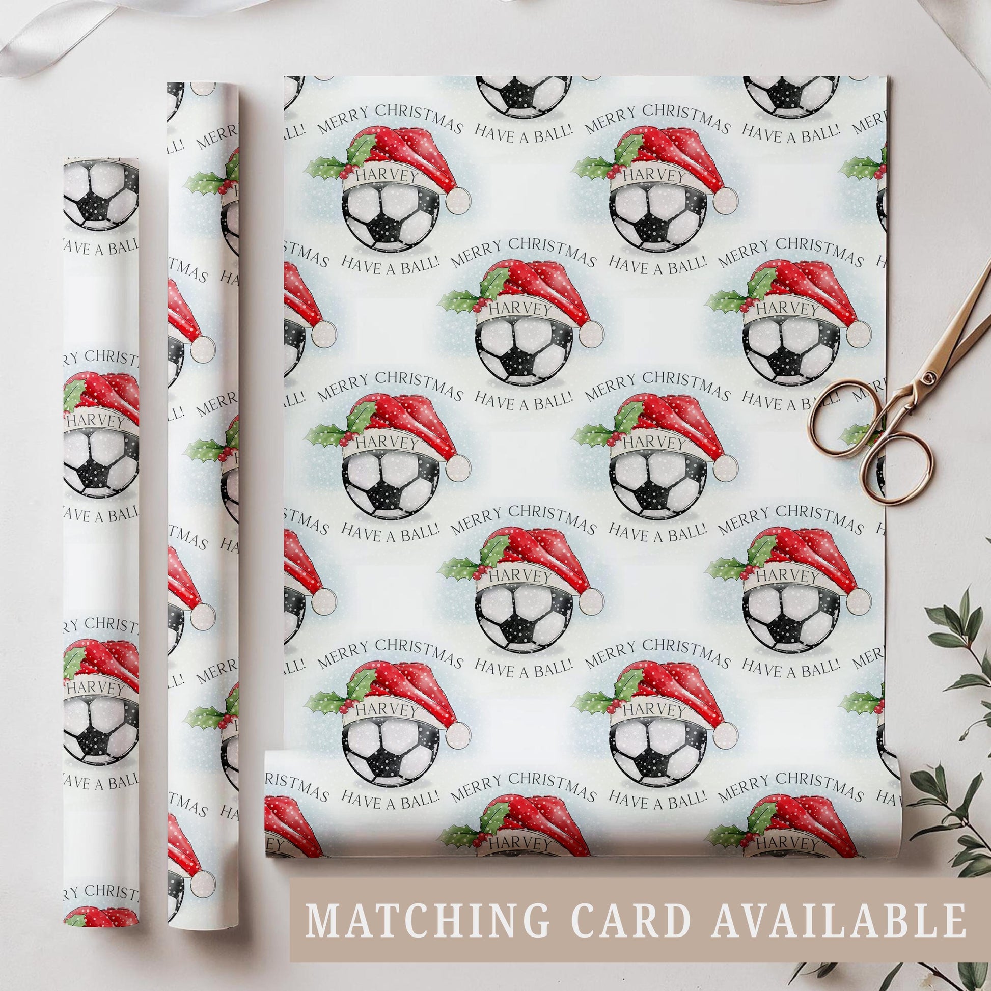 Personalised Christmas Football Gift Wrapping Paper