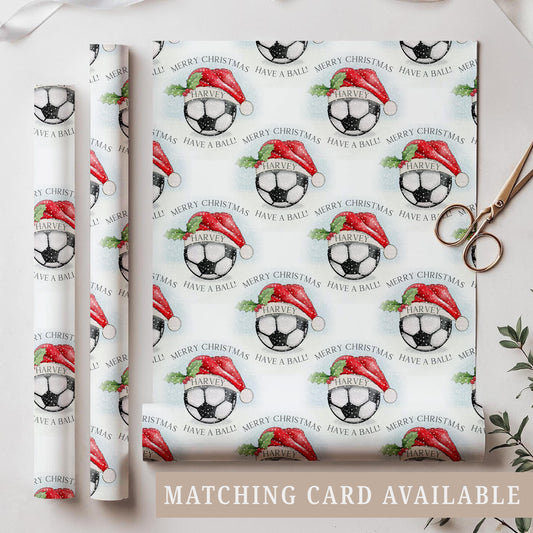 Personalised Christmas Football Gift Wrapping Paper