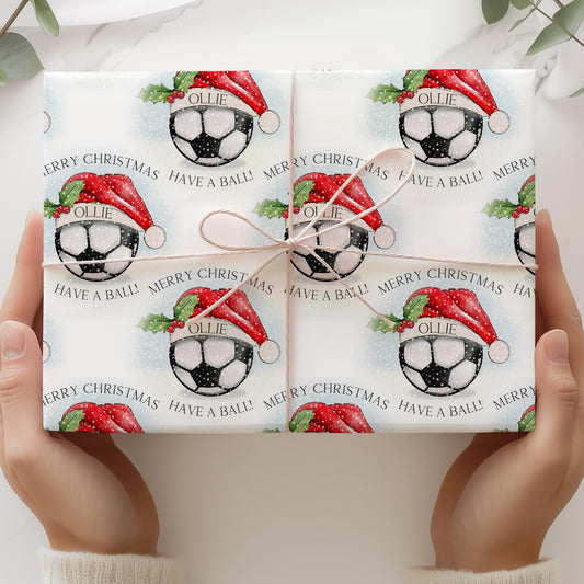 Personalised Christmas Football Gift Wrapping Paper