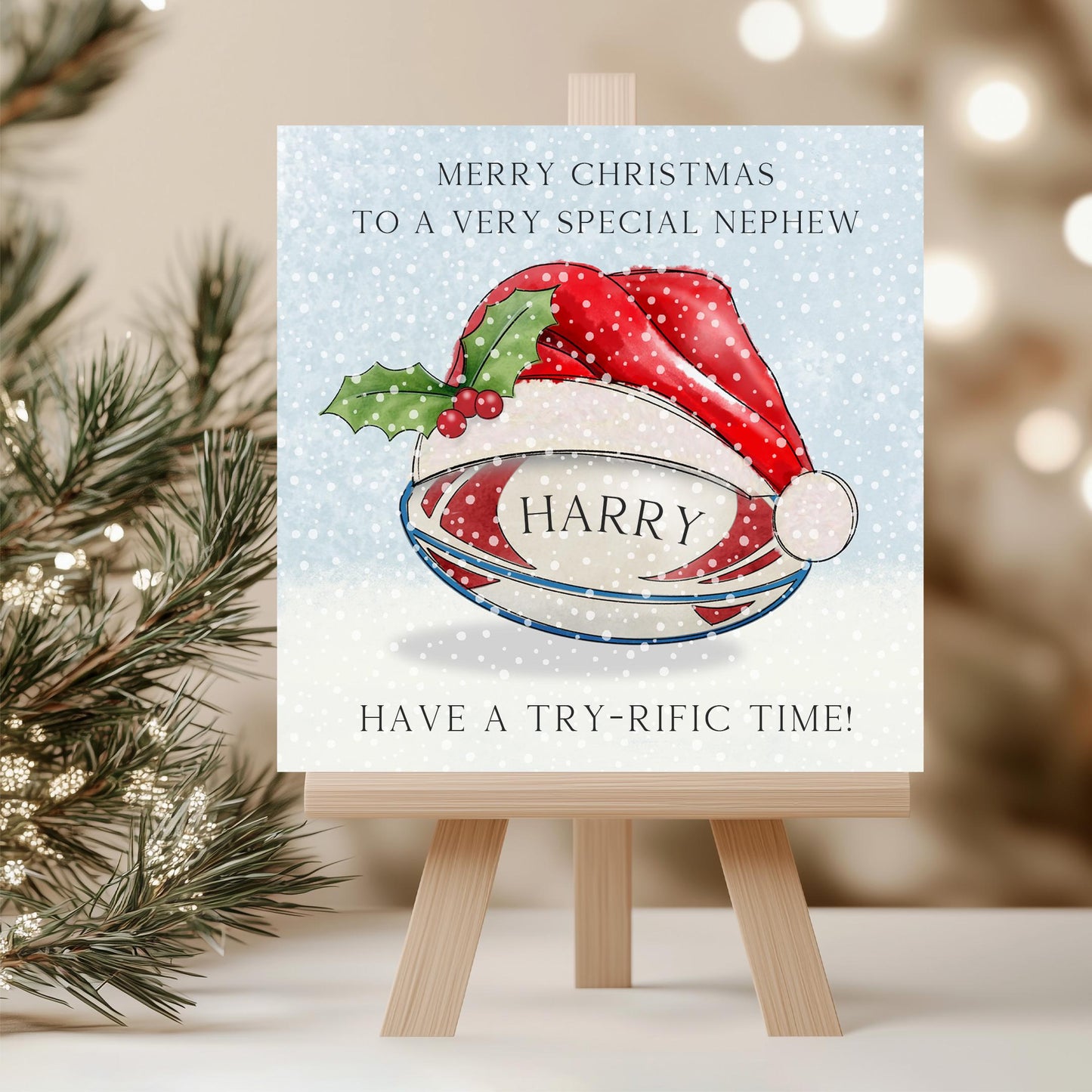 Personalised Rugby Christmas Card