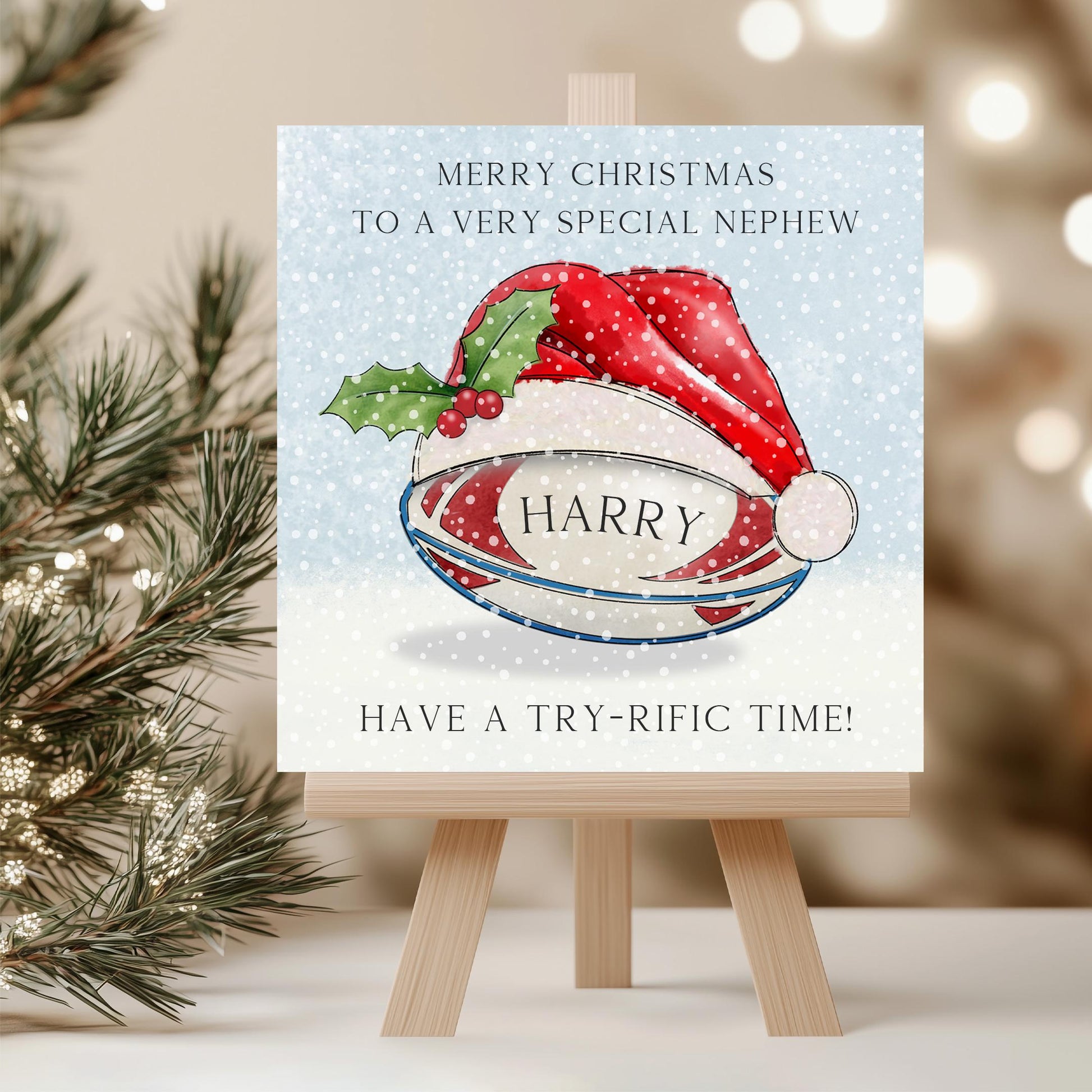 Personalised Rugby Christmas Card