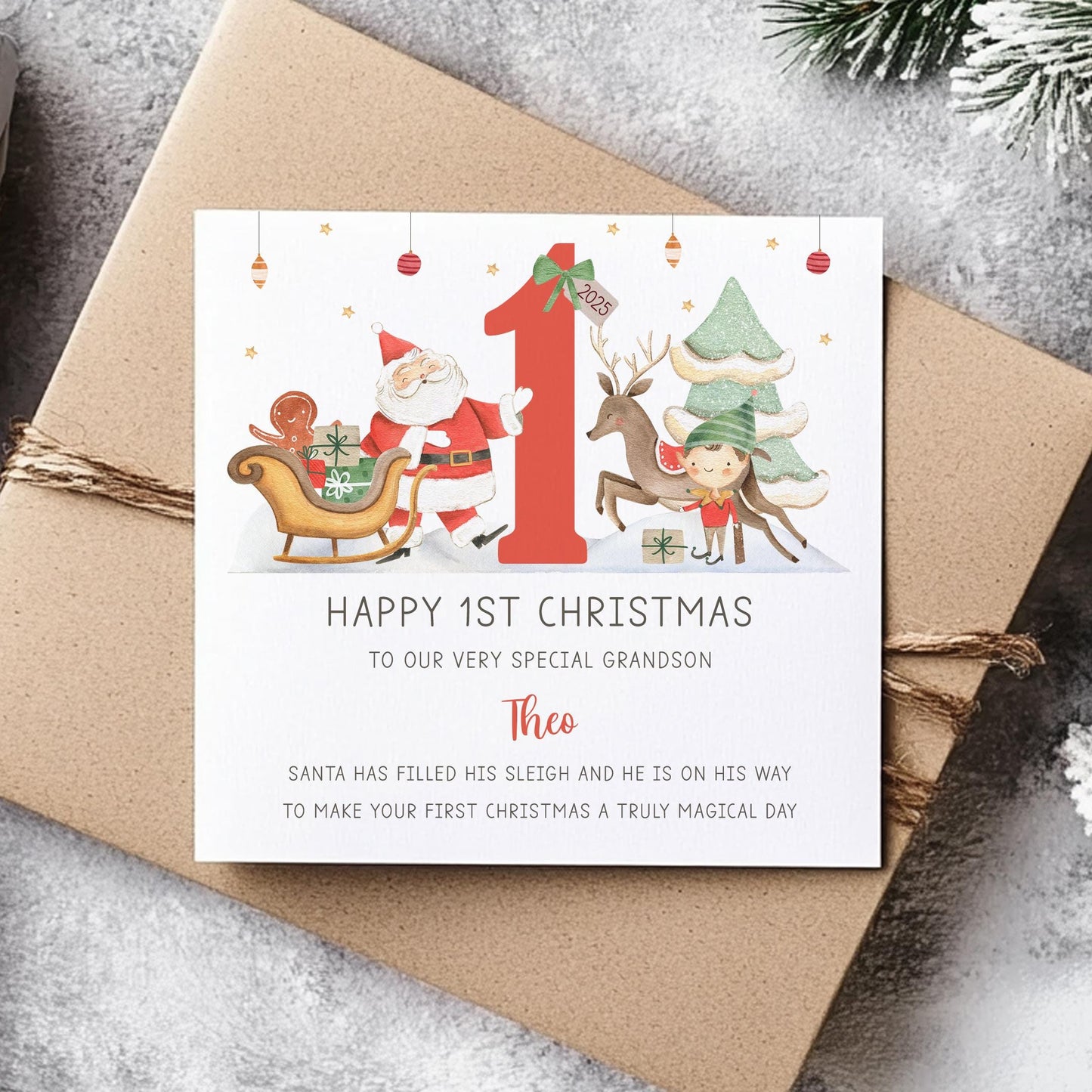 Personalised Baby's First Christmas Card