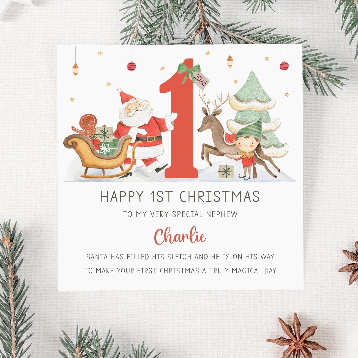 Personalised Baby's First Christmas Card