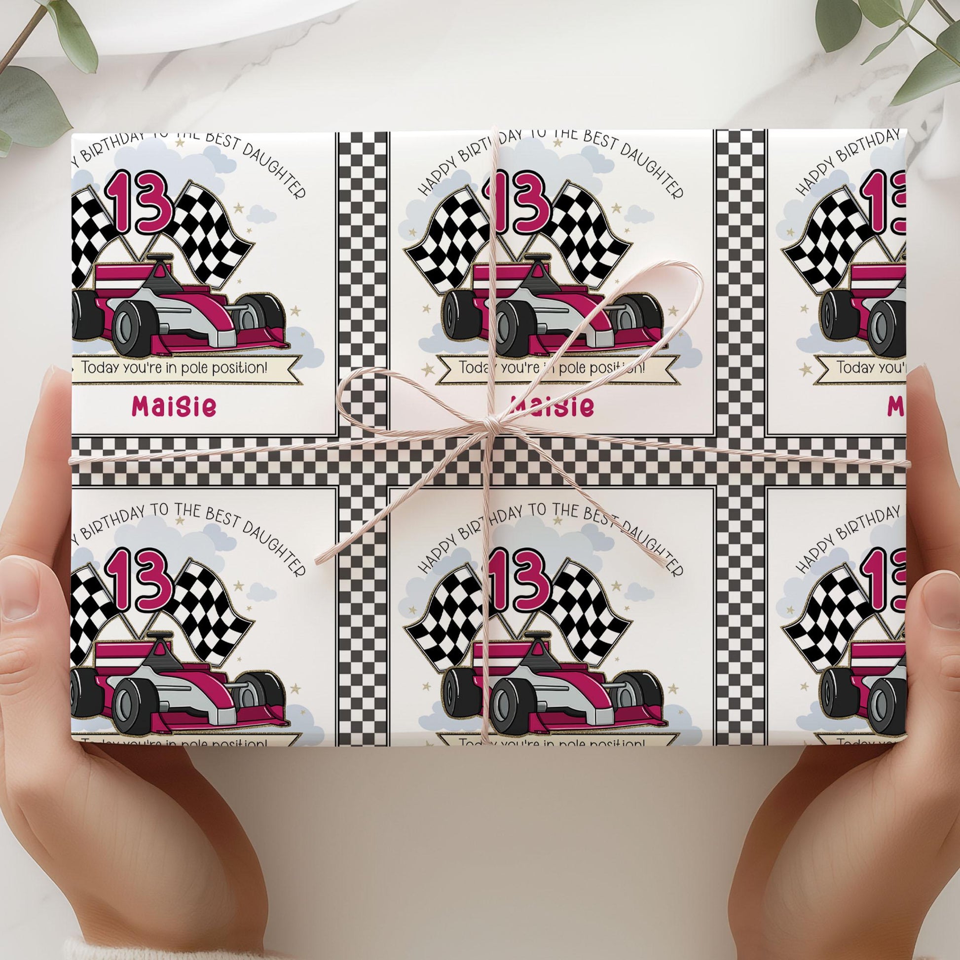 Race Car Birthday Card, Personalised for Son, Daughter, Grandson, Granddaughter, Nephew, Niece, Boys Girls, Motorsport Racing Car 10 Colours