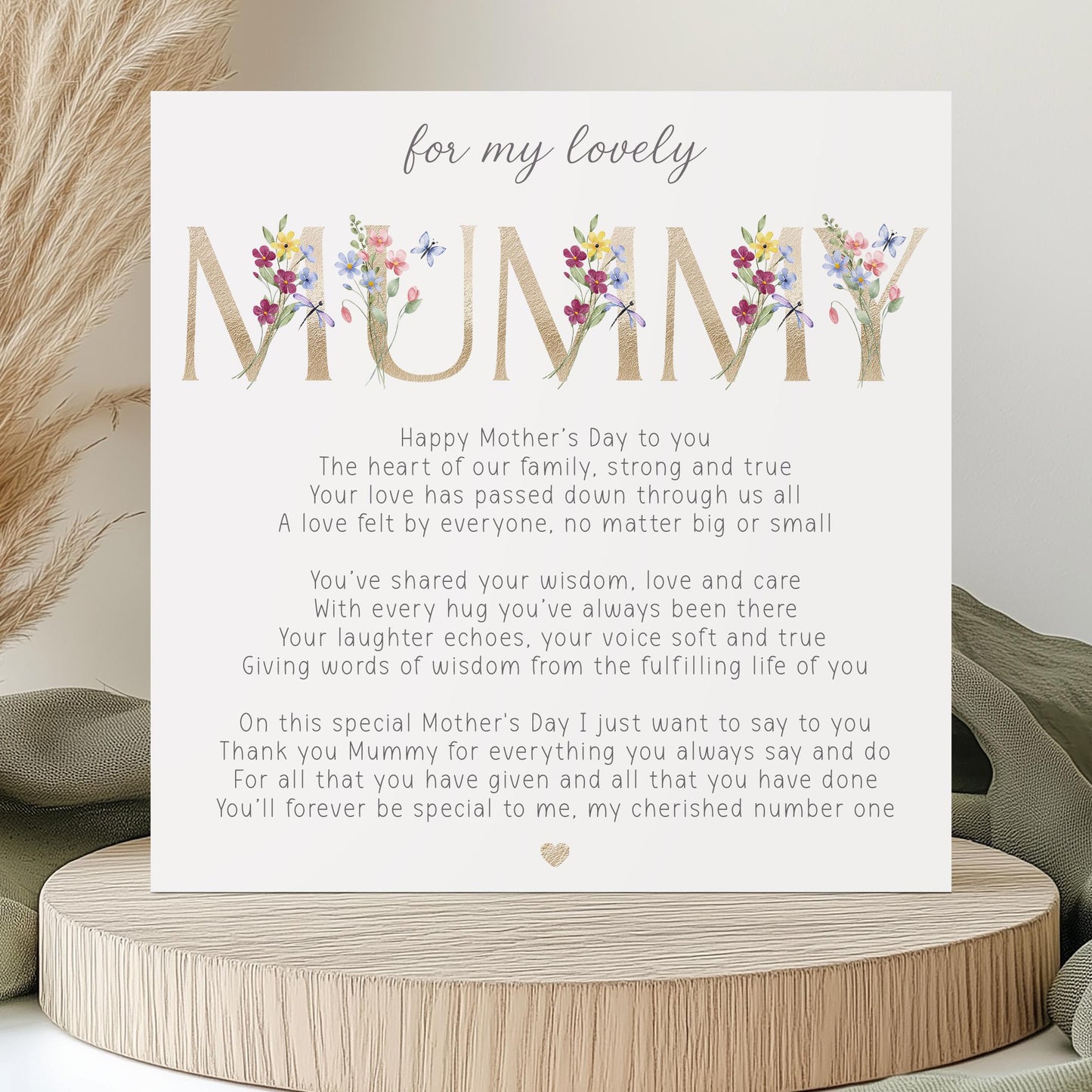 Mother's Day Wrapping Paper, Floral Letters Gift Wrap for Mum, Mam, Mom, Mummy, Mammy