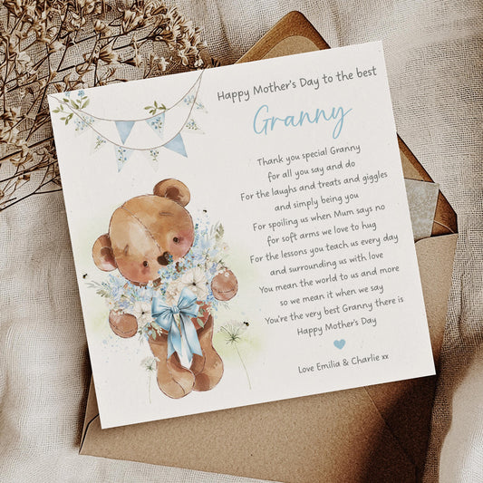 Mother's Day Card for Grandma – Personalised with Names for Granny, Nan, Nana, Nannie, from Grandchildren, Grandson, Granddaughter