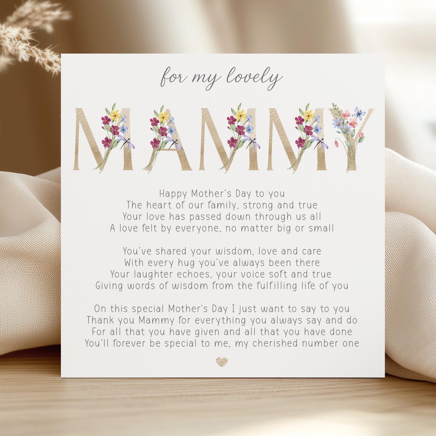 Mother's Day Wrapping Paper, Floral Letters Gift Wrap for Mum, Mam, Mom, Mummy, Mammy