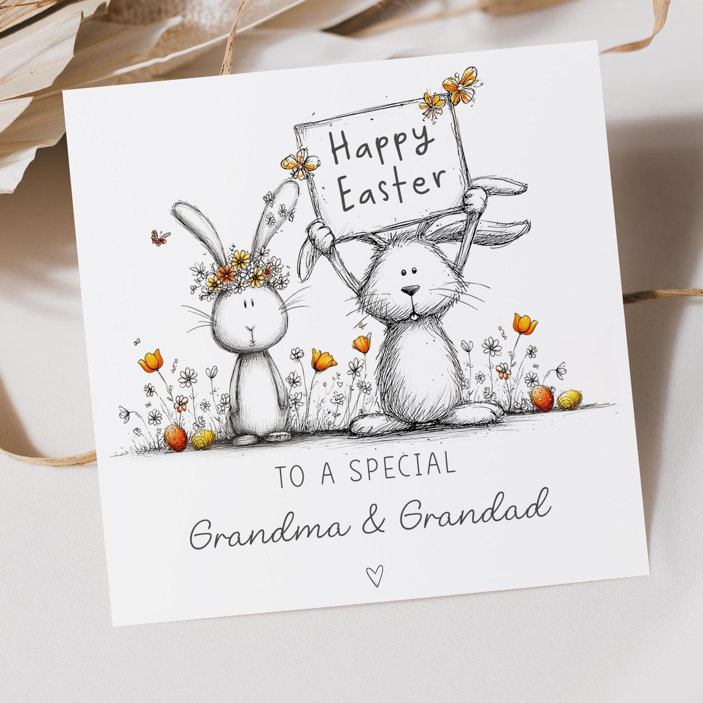 Easter Card for Special Couple, Personalised Cute Bunny Greeting Card with Custom Names for Parents, Grandparents, Friends