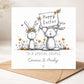 Easter Card for Special Couple, Personalised Cute Bunny Greeting Card with Custom Names for Parents, Grandparents, Friends
