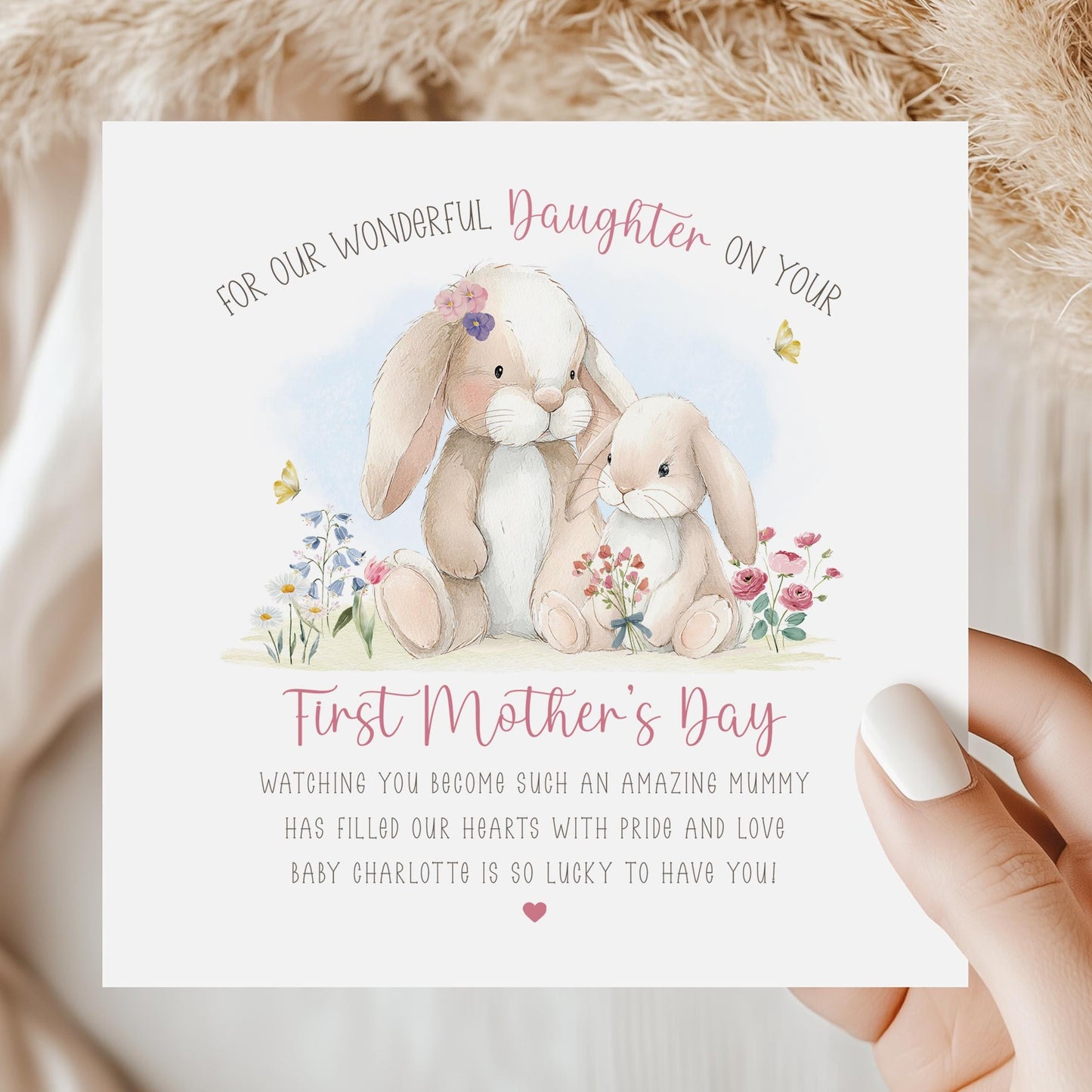 1st Mothers Day Card Daughter – Personalised Card for new Mummy, for my/our Daughter, Daughter-in-Law, Granddaughter, Sister, Bestie