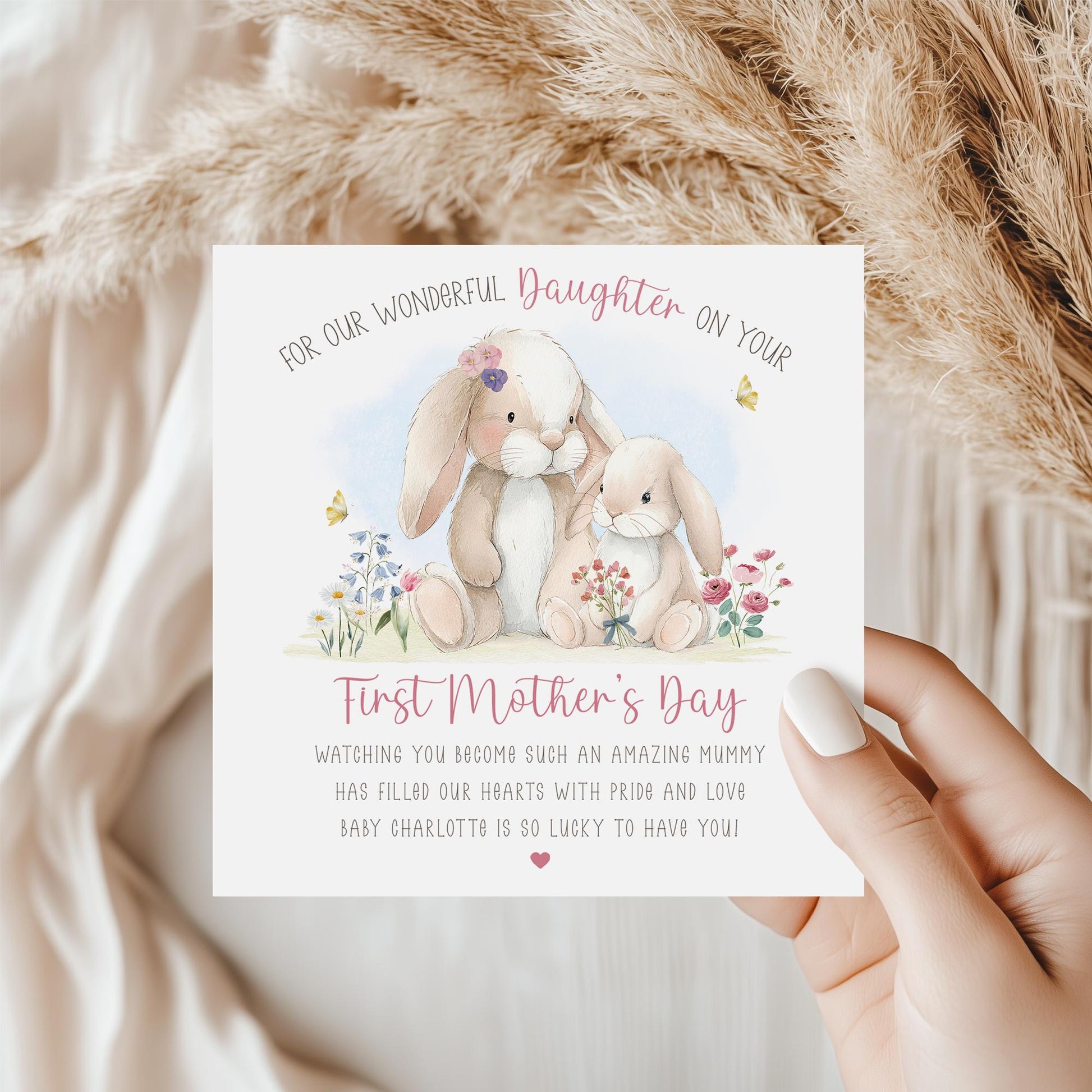 1st Mothers Day Card Daughter – Personalised Card for new Mummy, for my/our Daughter, Daughter-in-Law, Granddaughter, Sister, Bestie