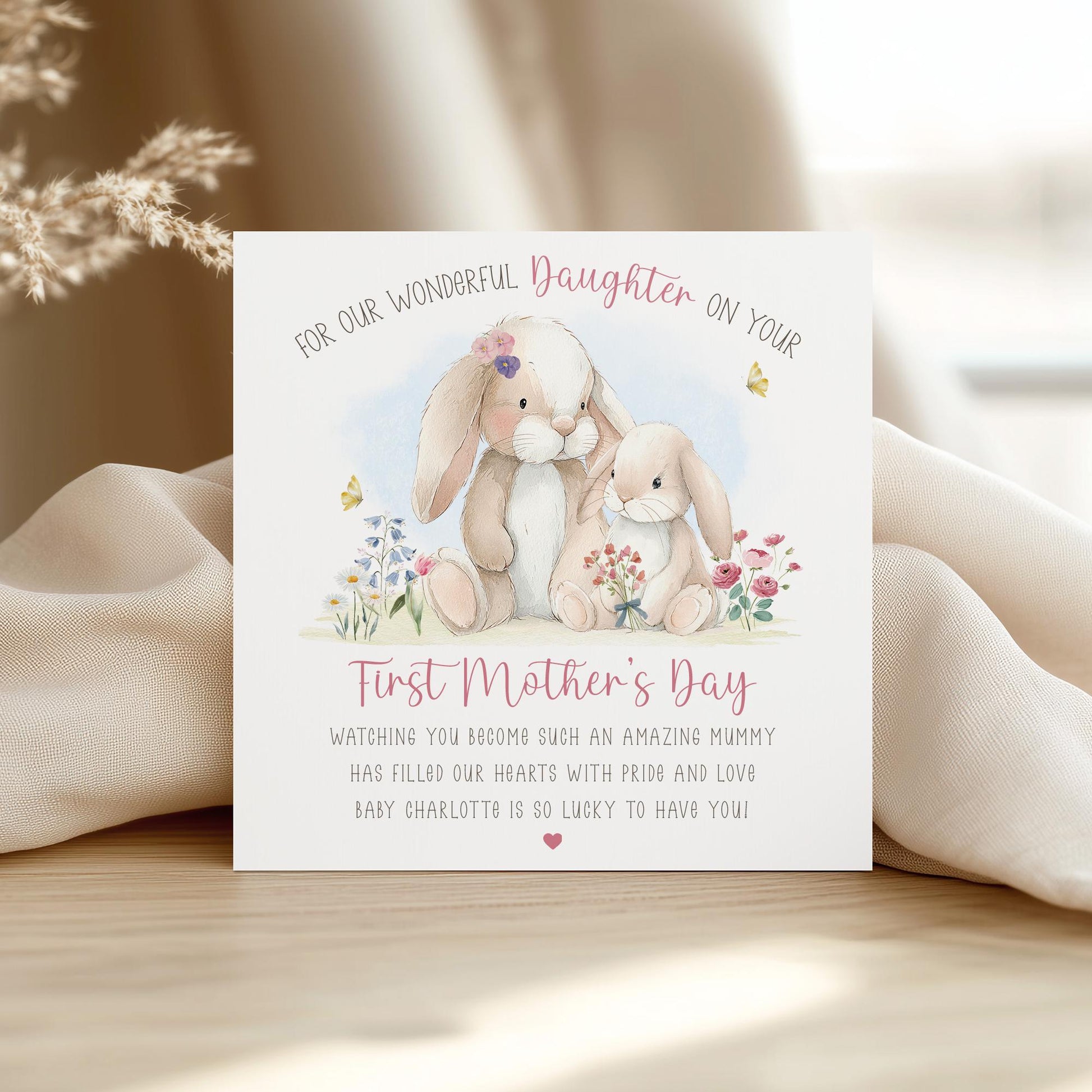 1st Mothers Day Card Daughter – Personalised Card for new Mummy, for my/our Daughter, Daughter-in-Law, Granddaughter, Sister, Bestie