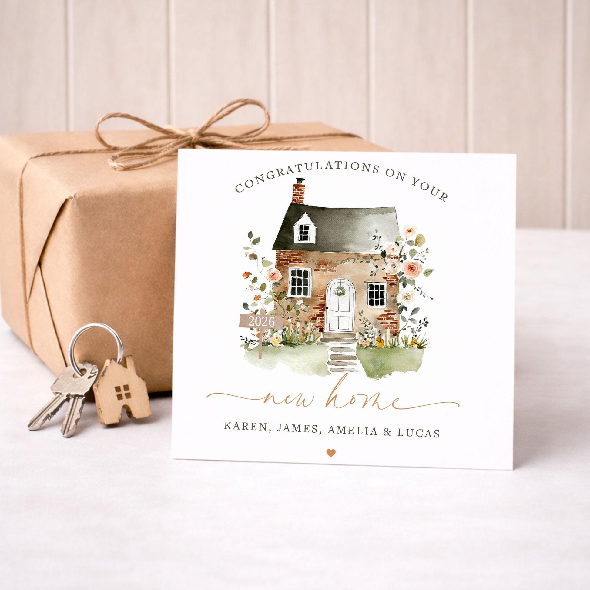Personalised New Home Card, First Home, Housewarming Gift for Family or Couple