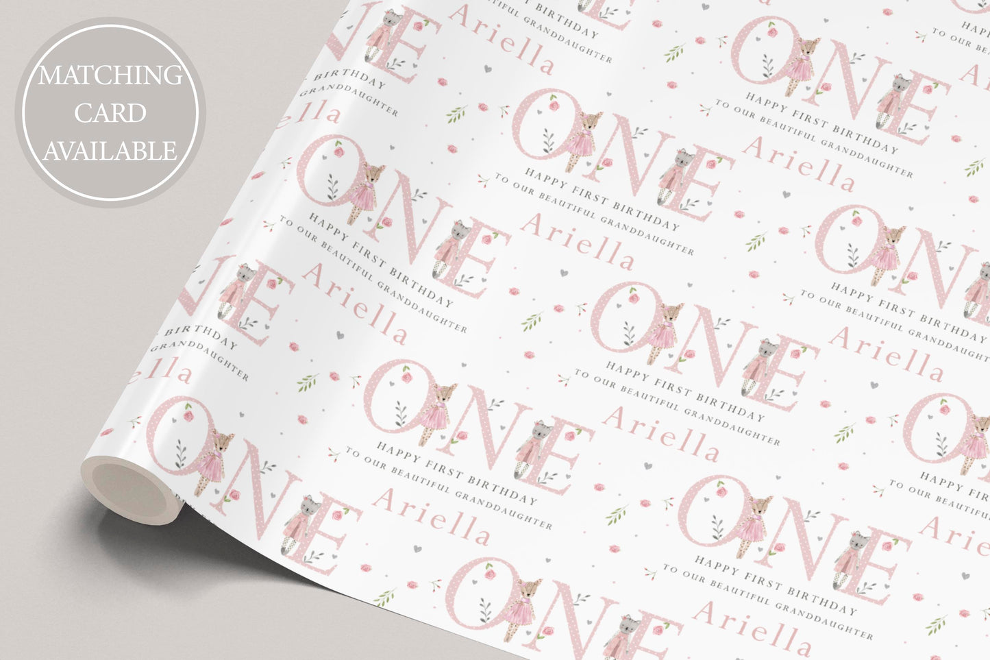 Personalised Girl's 1st Birthday Gift Wrapping Paper